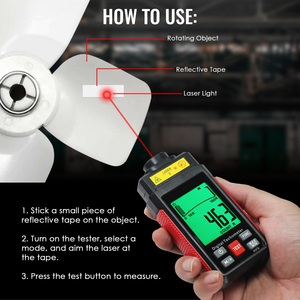 เครื่องวัดความเร็วรอบแบบดิจิตอลความแม่นยำสูงเครื่องทดสอบเลเซอร์ความเร็วรอบ/นาที/นาที/เฉลี่ยระยะ10-99999รอบต่อนาที - Product Image 5