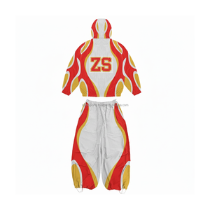 Survêtement coupe-vent en nylon léger de haute qualité 230 GSM conception de panneau incurvé rouge jaune logo imprimé personnalisé grande taille - Product Image 2