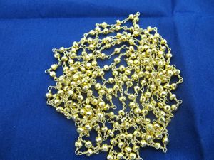 Latón de pirita Dorada 3-4mm Rondelle cuentas facetadas Rosario Cadena de cuentas envuelta en alambre para la fabricación de joyas - Product Image 3