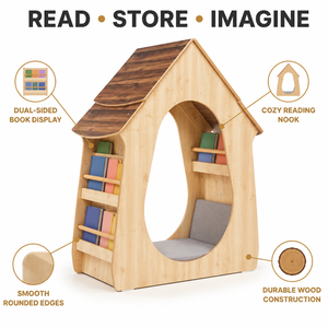 Soluzione Coinvolgente per Angolo Lettura: Set di Mobili in Legno per Asili Nido e Scuole Materne, Libreria con Sedute e Contenitori per Aula, Certificato CE - Product Image 2