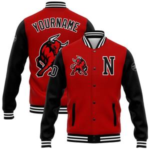 Bomber personnalisé rouge noir-blanc à motifs 3D veste Varsity Letterman coupe-vent veste universitaire vintage pour hommes - Product Image 1