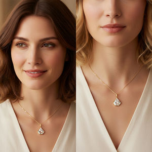 Pendentif mignon en cristal de quartz de forme fantaisie, serti en argent sterling, plaqué or/rhodium, avec bélière, pour cadeau de naissance du mois d'avril - Product Image 6