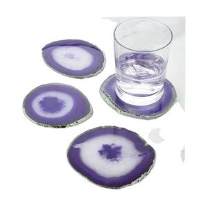 Antique Style Irregular Shape <b>Agate</b> Tea Cup Mats Pads Best Selling Price Handmade Trendy Household Dinnerware Glass <b>Coaster</b> - Product Image 1