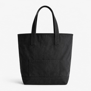 MORGANS <b>Canvas</b> <b>Tote</b> Bag Solid Color Minimalist Style Open Top Zipper Closure Shopping Travel Olive White - Product Image 1