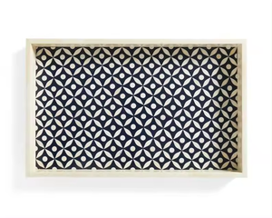 Vente chaude moderne plateau en bois d'agate fait à la main à un étage plateau d'incrustation de résine d'os de meilleure qualité pour le salon ou la vaisselle - Product Image 1