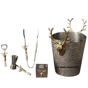 Cubo de hielo decorativo con mango de Reno dorado profesional, juegos de barras hechos a mano de Metal de aluminio, accesorios, herramientas - Product Image 1