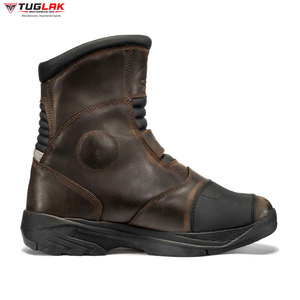 Botas de Motocicleta para Hombre de Cuero Genuino de Vaca Zapatillas Casuales para Motociclista Botín de Viaje de Cuero Impermeable - Product Image 3