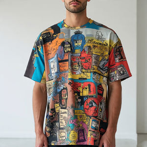 Camisetas de sublimación de gran tamaño para hombre, camisetas holgadas de Fitness de verano para hombre, 100% algodón, poliéster, cuello redondo, camiseta de gran tamaño para hombre - Product Image 4