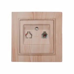 เต้ารับไฟฟ้าแบบไม้สีขาว16A 220V เต้ารับไฟฟ้าติดผนังสำหรับโทรศัพท์2ช่อง IP22พลาสติก ABS มาตรฐาน EU/UK/US - Product Image 1