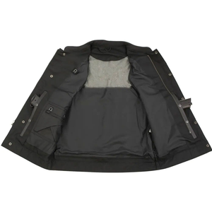 Pure <b>Leather</b> Vest Distressed Brown Genuine Sheepskin Handmade Classy Collar Sleek Zip-up Slim-fit Biker Racer <b>Leather</b> <b>Waistcoat</b> - Product Image 6