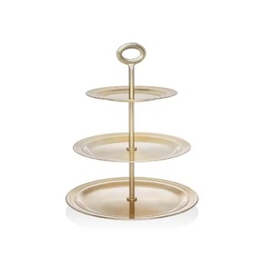 ถาดวางเค้กสแตนเลสทรงกลมสีทอง2 & 3ชั้นถาดวางเค้กของหวานชาสองชั้นอุปกรณ์ทำเค้ก - Product Image 1