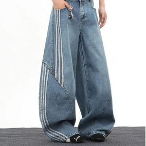 กางเกงยีนส์ทรงตรงสไตล์สตรีทแวร์ ผ้าเดนิมระบายอากาศดี ไซส์ใหญ่ แฟชั่นใหม่สำหรับผู้หญิง ดีไซน์ลำลอง มีเชือกผูกเอว ลุคสบายๆ ล้างสีแบบวินเทจ ใช้งานได้หลากหลาย - Product Image 5