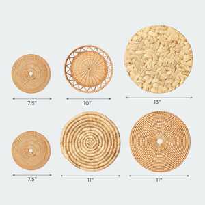 Juego de 6 estantes de exhibición elegantes de color marrón variado, decoración de cesta de pared - Product Image 3