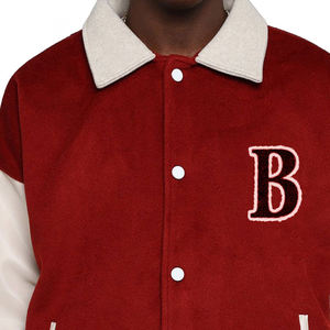 YU JIA personnalisé hommes en cuir véritable Varsity Bomber veste haute rue Style hiver manteau imperméable recadrée conception brodé - Product Image 6