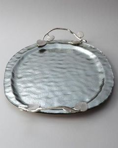 Stainless steel serving <b>tray</b> with premium handcrafted finish for elegant home dining parties and <b>kitchen</b> displays - Product Image 1