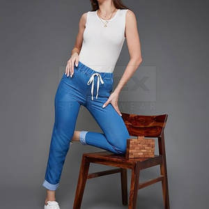 Pakistan fabricant meilleure qualité Style décontracté femmes taille moyenne jean pantalon respirant Premium hiver bas quantité minimale de commande uni teint 100% - Product Image 6