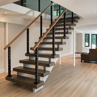 HIMOWAY Support métallique universel carré de 2 pouces pour poteau de garde-corps, main courante d'escalier, balustrade horizontale en fil d'acier inoxydable
