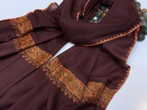 Warm Stylish Winter Women's <b>Pashmina</b> Wool Shawl Inspired Kashmiri Design Intricate Embroidery Breathable Solid Polyester - Product Image 4