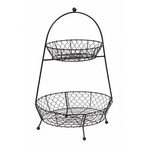 Support de panier en fil métallique enduit de poudre noire à 2 niveaux approuvé par Smeta pour la cuisine à domicile - Product Image 6