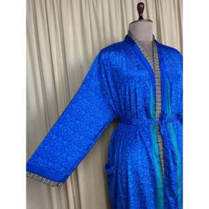 Vestido Kimono de Seda Reciclada Estilo Boho Chic Vintage para Mujer, Ideal para la Playa, Resort, Casa o como Túnica de Baño - Product Image 6