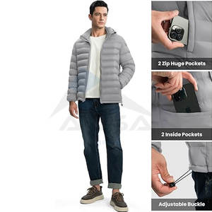 Veste matelassée légère pour homme Manteau d'hiver isolé avec capuche amovible Couche extérieure 3 saisons pour voyage ski camping OEM - Product Image 3
