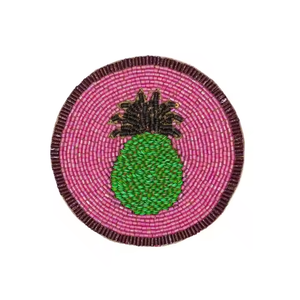 Customized design Embroidered Coaster with Beads Handmade Drinkware Coaster Gift Vintage inspired beaded drink coaster - Product Image 4