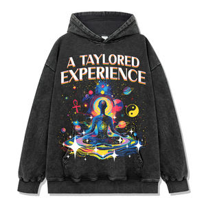 เสื้อกันหนาวมีฮู้ดของผู้ชายเสื้อมีฮู้ดของผู้ชายฟอกสีกรดทรงหลวมสไตล์สตรีท - Product Image 1