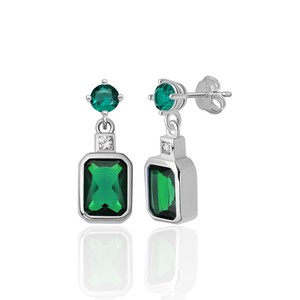 New arrival 925 Sterling Silver <b>Stud</b> Earrings in <b>Emerald</b> Colors From Turkey - Product Image 1