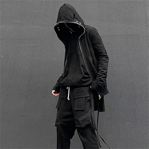 Logo personnalisé pull-over vintage en coton OEM personnalisé conception unique fermeture à glissière complète requin masqué quatre trous sweat à capuche en coton - Product Image 4