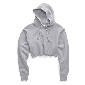 Sudaderas con capucha recortadas de manga larga de algodón 100% para mujer con logotipo personalizado Sudaderas de invierno al por mayor - Product Image 4