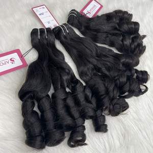 มัดผมมนุษย์ธรรมชาติแบบไม่ผ่านกระบวนการผมแท้เครื่องเรมี่มีคลิปหนีบผมคู่ - Product Image 1