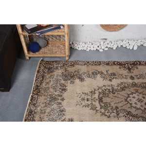 พรมตุรกีขนาด 3.7x6.8 ฟุต พรมวินเทจ พรมขอบสีน้ำตาลเบจ - Product Image 5