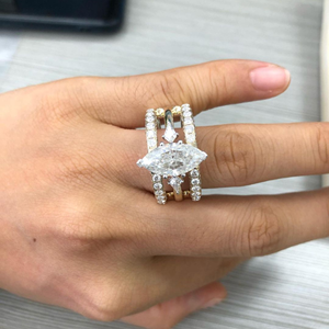 Compromiso antiguo de diamante cultivado en laboratorio de corte Marquesa de 2,50 quilates para anillos de joyería fina para mujer en oro amarillo de 14K - Product Image 3