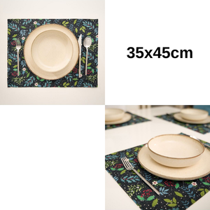 Juego de manteles individuales negros de algodón 100% de 4 piezas, manteles decorativos con diseño de flores, 35x45cm, accesorio de mesa de comedor elegante duradero - Product Image 6