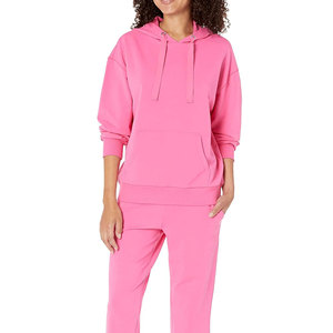 Sweat à capuche en coton tricoté pour femme, molleton épais, logo personnalisé, OEM, coupe ample, ensemble chaud d'hiver avec position du logo sur le devant - Product Image 4