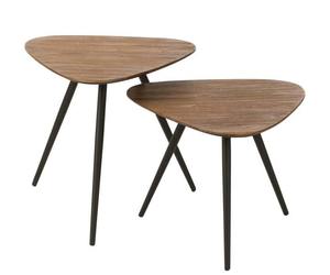 Ensemble de 2 tables d'appoint légères en aluminium avec revêtement or rouille et design moderne, parfaites pour les terrasses et les balcons. - Product Image 4