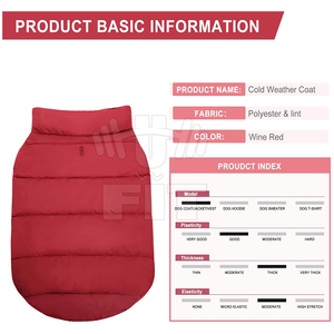 Usine nouvelle veste d'hiver à motif solide moderne pour grands chiens manteau polaire rouge uni pour vêtements canins de taille moyenne - Product Image 4