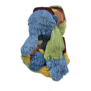 Tapiz y Arte Mural de Lana y Seda de Bambú Rojo y Naranja con Patrón Abstracto para Decoración del Hogar - Product Image 1