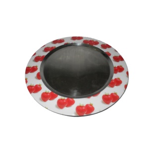 Assiette de chargeur de service de salade alimentaire de forme arrondie finition verte en émail vert haut de gamme - Product Image 2