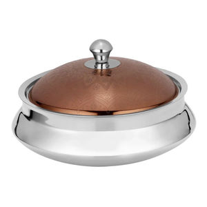 Vajilla de diseño de tendencia, cazuela, olla calentada para alimentos, cazuela de acero inoxidable con tapa de oro rosa, olla para servir alimentos - Product Image 1