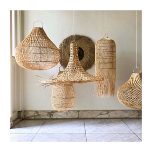 Abat-jour rond en rotin fait main, écologique, décoratif, grand, à brancher, luminaire suspendu en rotin, 2024 - Product Image 1