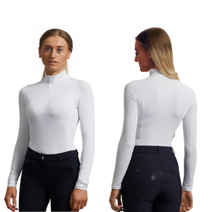 Top Notch femmes équestre 1/4 fermeture éclair col avant couche de base hauts Performance technique spectacle chemises anglais équitation équitation - Product Image 1