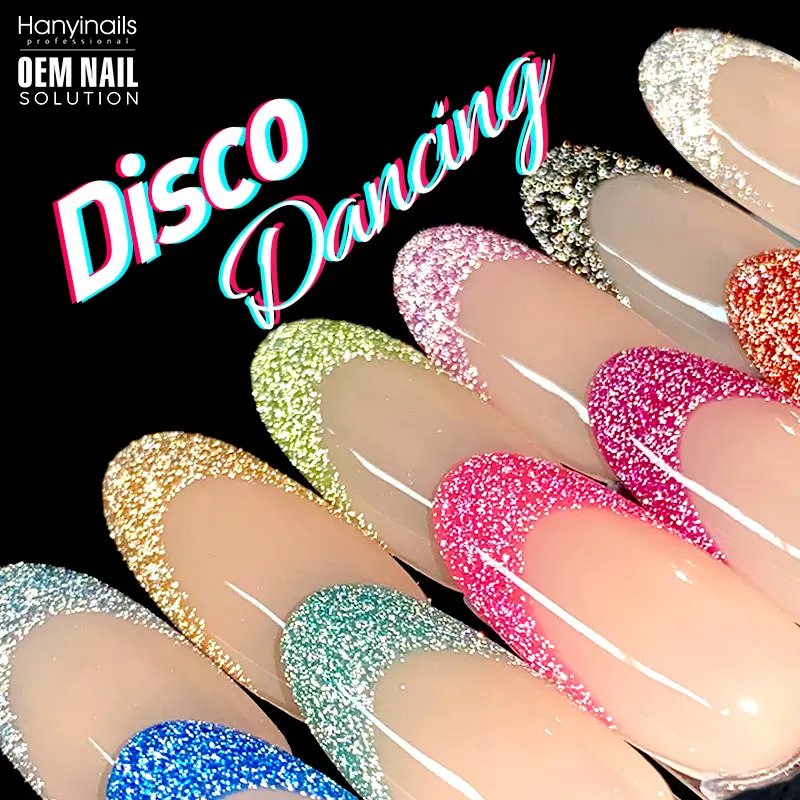 Disco phong cách Shining phản quang Gel hanyinails bán sỉ phản quang long lanh Gel lót Nail nghệ thuật chuyên nghiệp thiết kế nhãn UV Gel