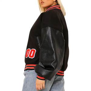 Veste de baseball universitaire unisexe col montant High Street Split Bomber personnalisation vêtements de plein air hommes femmes vente en gros OEM - Product Image 3