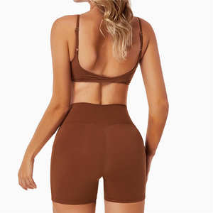 Ensemble de sport 2 pièces pour femme en Spandex/Nylon, à maintien élevé, respirant, antibactérien, séchage rapide et écologique, avec soutien-gorge de fitness pour la gym, vente en gros - Product Image 3