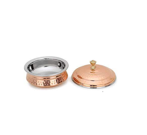 ชามเสิร์ฟข้าวสแตนเลสพร้อมฝาปิดและแผ่นทองแดงชามทองแดงแบบตอกสำหรับใช้ในเครื่องครัว - Product Image 2