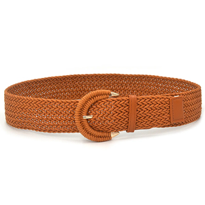 Cinturón ancho trenzado de piel sintética con hebilla para mujer, cinturón de moda tejido de piel sintética para mujer - Product Image 5