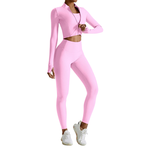 Conjunto de Yoga para Mujer de Alta Calidad, Color Sólido, Secado Rápido, Top Corto sin Costuras y Leggings, Conjuntos de Yoga para Gimnasio, Fitness - Product Image 5