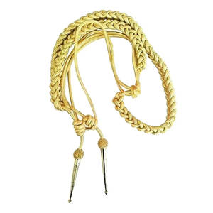 Aiguillette uniforme de cérémonie dorée et argentée de bonne qualité personnalisée avec 2 embouts 2024 vente quantité en vrac - Product Image 2