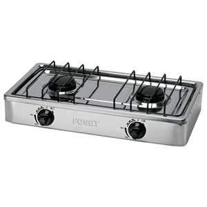 Table de cuisson au gaz Foset PAGA-2X à 2 brûleurs en acier inoxydable avec allumage électronique, à poser au sol pour une utilisation en extérieur, brûleur double de 18 pouces - Product Image 3